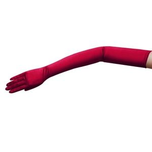 Red stretchy Lycra opera length gloves 23”